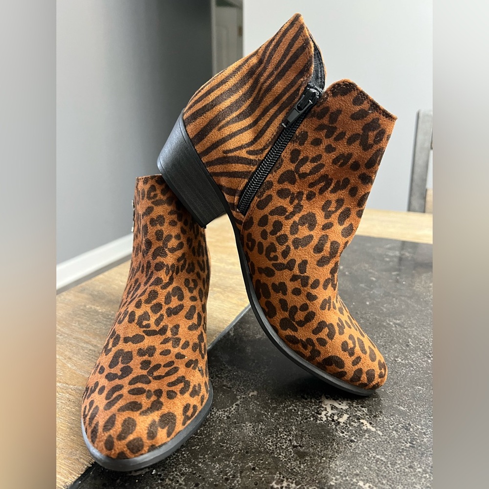 Crochet Leopard Print Ankle Boots
